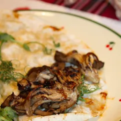 Запечённые вешенки с соусом унаги 