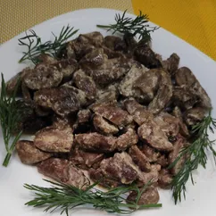 Куриные сердечки, тушёные в сметане 😋