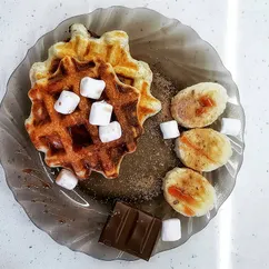 Творожные ПП вафли с начинкой банан + шоколад 🍫