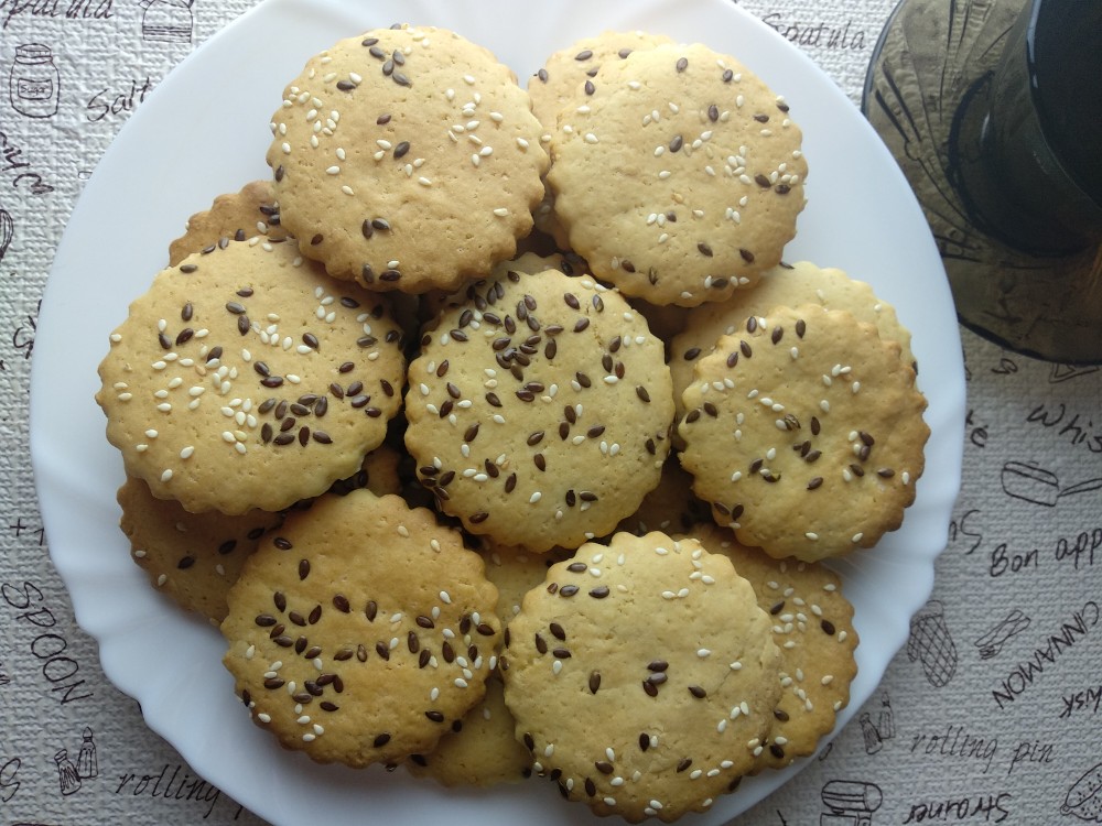 Песочное печенье с кунжутом – простой и вкусный рецепт, как приготовить пошагово