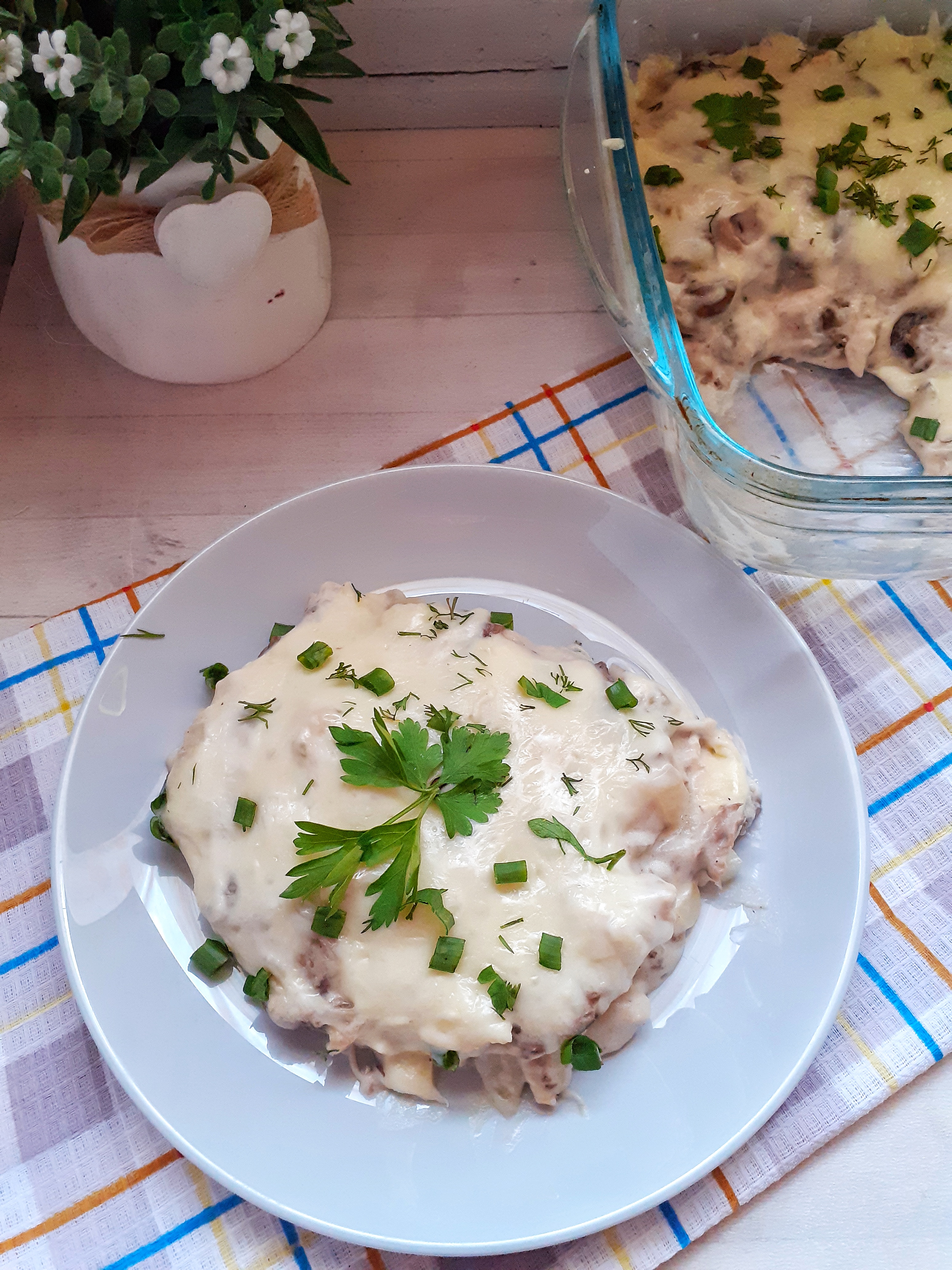 Пп жюльен с куриной грудкой и шампиньонами 