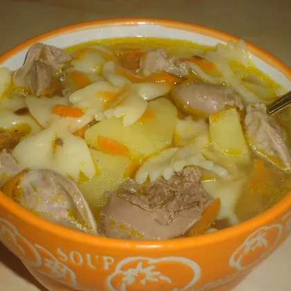 Суп с куриными потрошками
