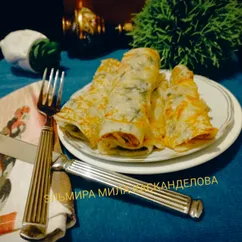 Блины с сыром и колбасой