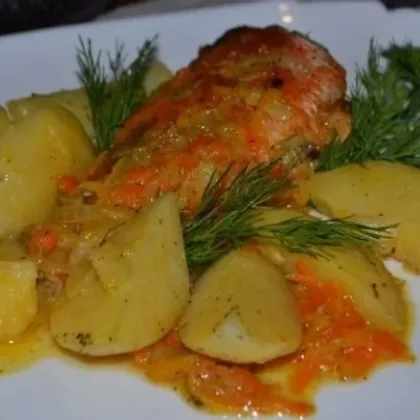 Рыба с картошкой и овощами на ужин. Очень вкусно