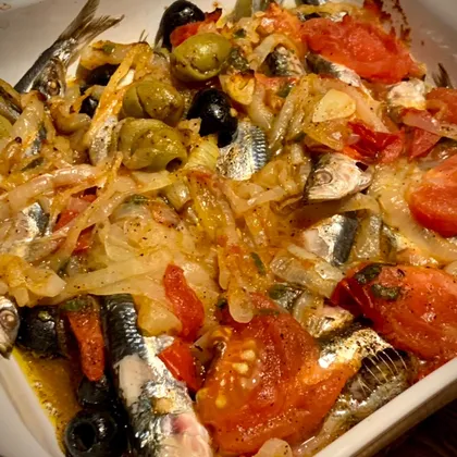 Сардины по - средиземноморски, запечённые с помидорами и оливками 🇪🇸