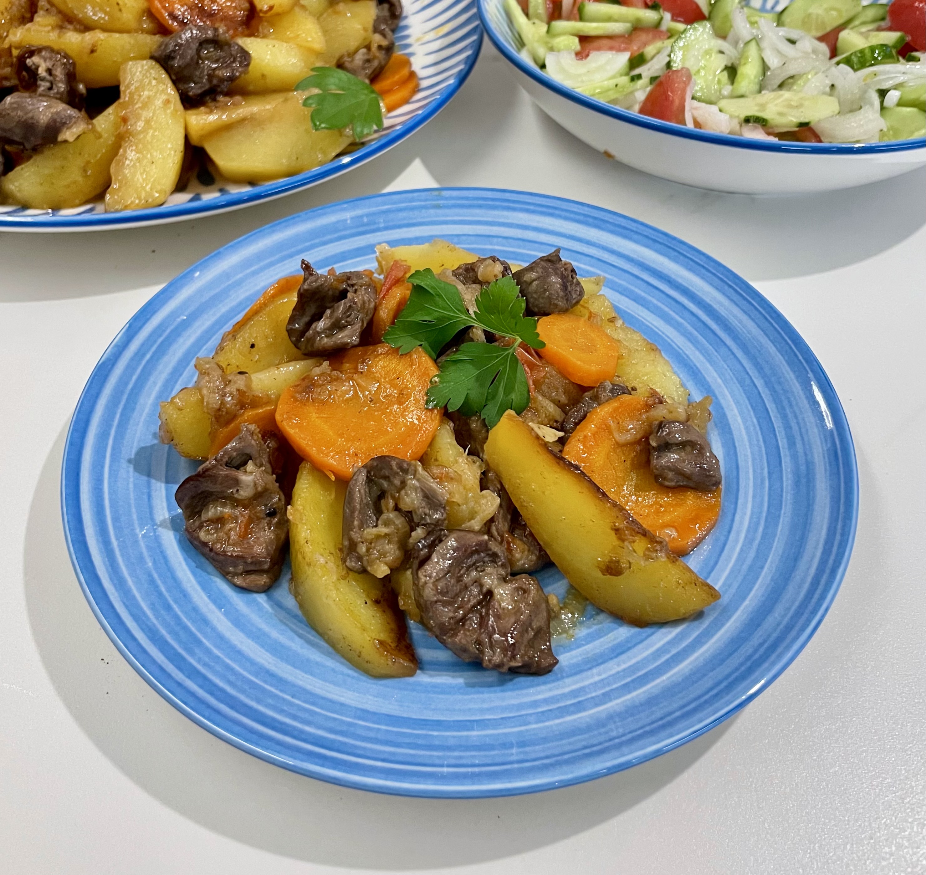 Жаркое из куриных сердечек 