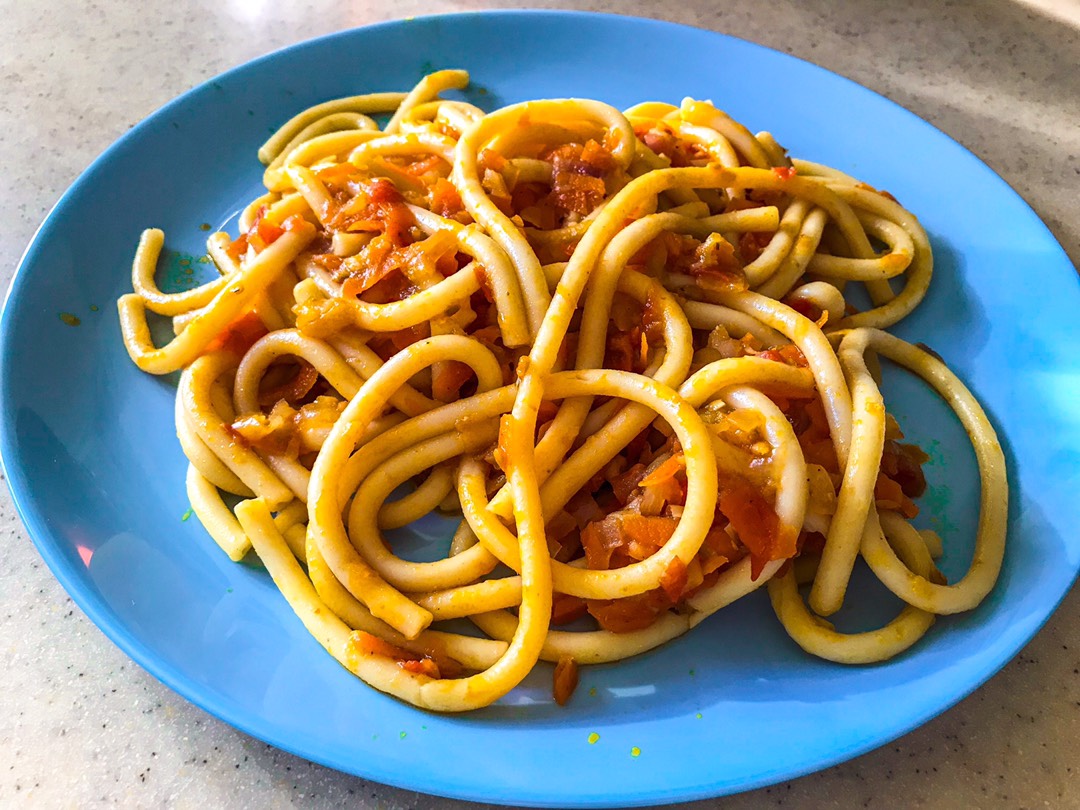 Паста 🍝 вегетарианская, по простому спагетти с овощами