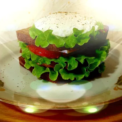 Сэндвич сложный из ржаного хлеба с яйцом пашот