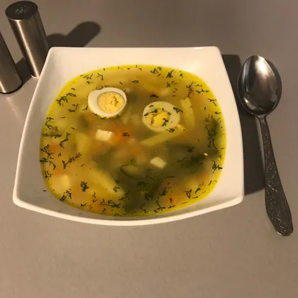 Суп овощной с яйцом и стручковой фасолью