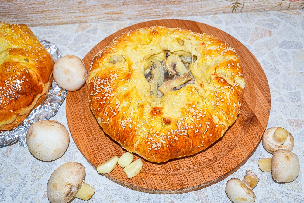 Курник с рисом и грибами