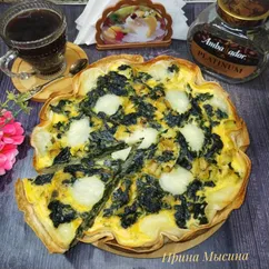 Киш с брокколи и филе минтая в лаваше 