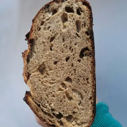 Гречневый хлеб с лесными грибами на закваске