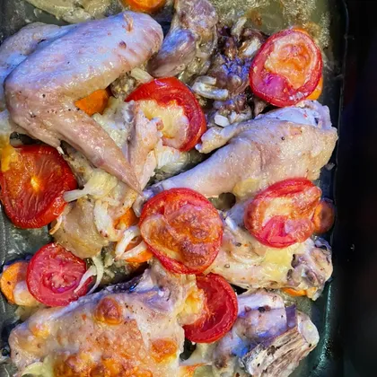 Курица с овощами запечённая