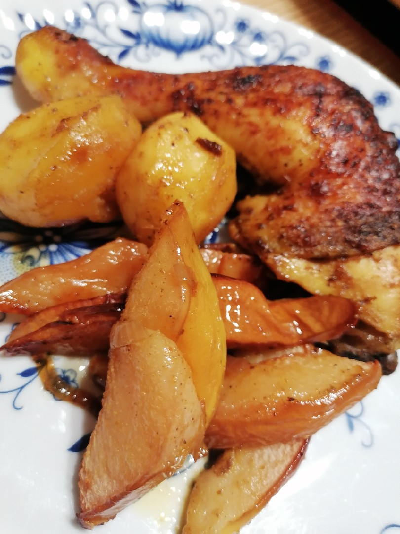 Курица с тыквой и айвой в пакете для запекания — рецепт с фото пошагово