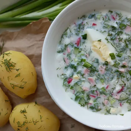 Окрошка вприкуску с горячим картофелем
