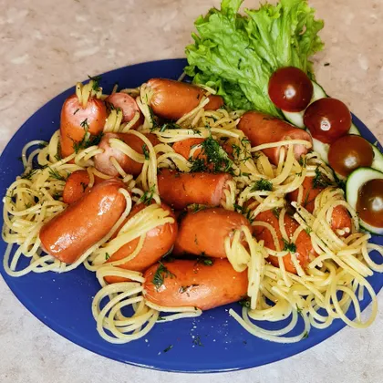 ⭕ Спагетти в сосисках