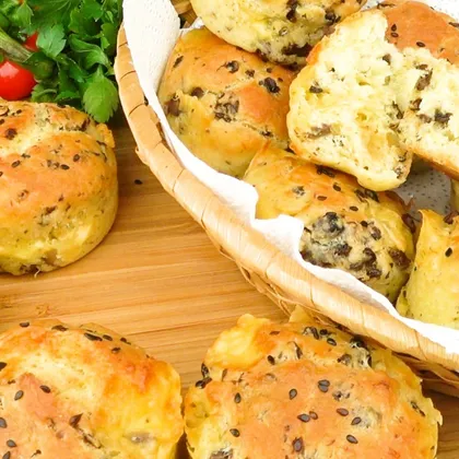 Закусочные кексы с грибами и сыром | Snack cakes with mushrooms and cheese