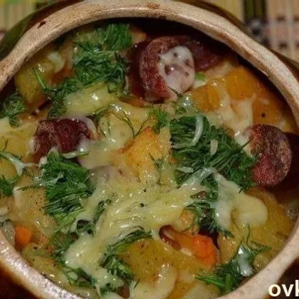 Картофель с охотничьими колбасками