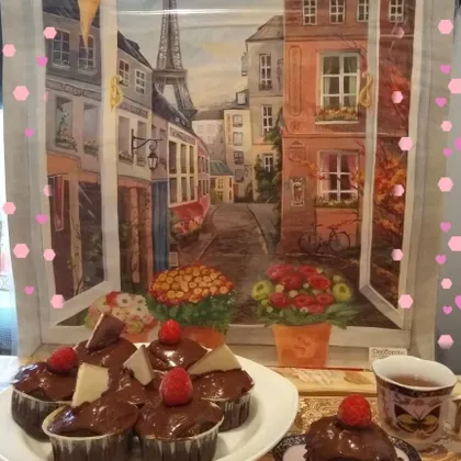 Шоколадные маффины 🍮🍓🍫