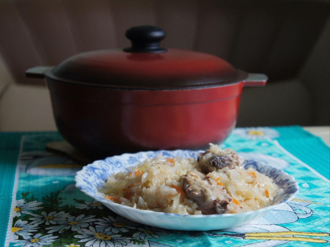 Тушёная капуста с рисом и сосисками 👍🏼