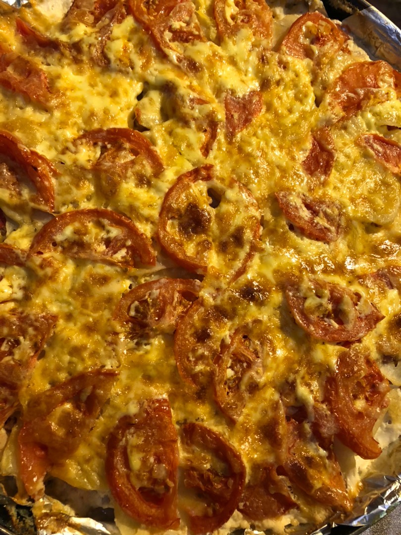 Картошка с мясом индейки запечённая