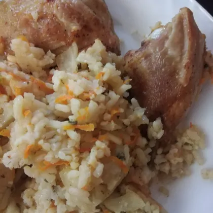 Курица с рисом и цветной капустой в духовке