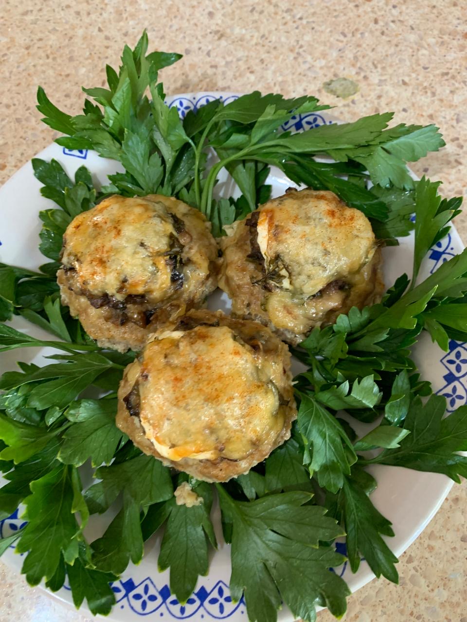 Мясные гнезда с грибной начинкой