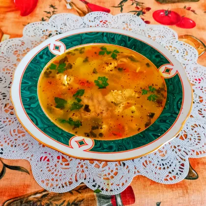 Рыбный суп с рисом и овощами