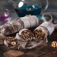 Шоколадная колбаса с коньяком и орешками. Chocolate salami. #кулинарныймарафон