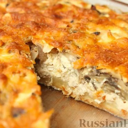 Лоранский пирог с грибами и курицей