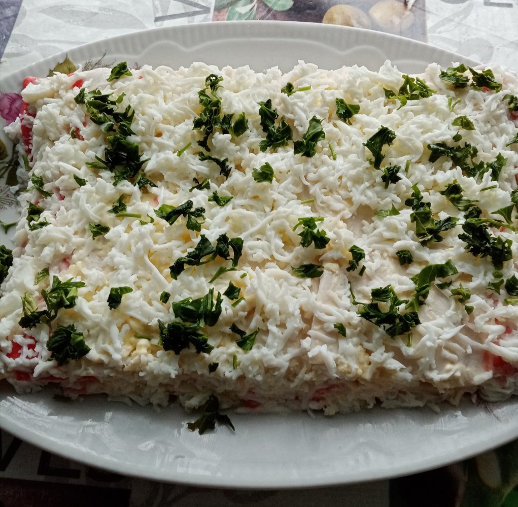 Тортик из крабовых палочек