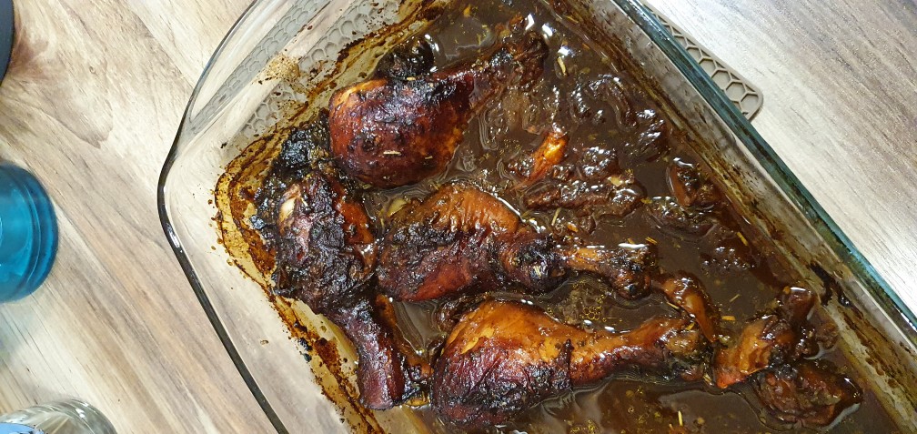 Куриные ножки в медово горчично соевом соусе на сковороде