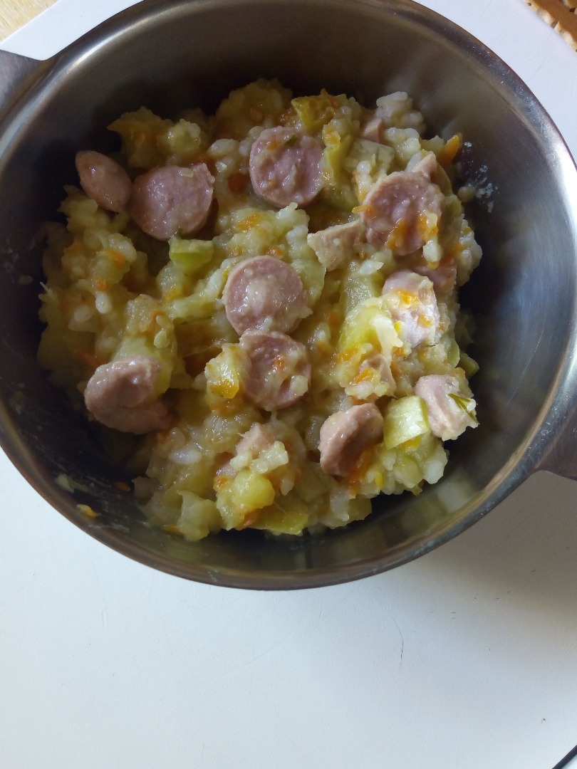 Овощное рагу с сосисками