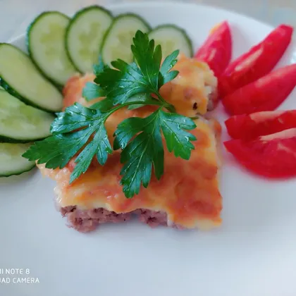 Мясо по-французски с фаршем