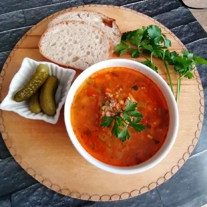 Суп из чечевицы с фаршем мясным и овощами