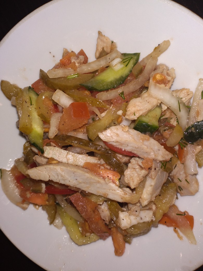 Салат мясо с овощами