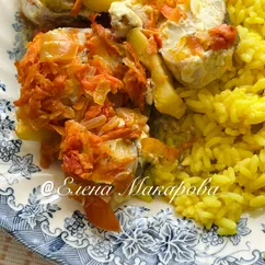 Хек с овощами в духовке 