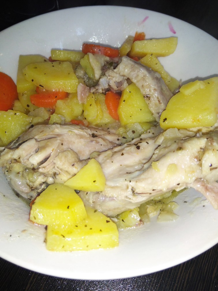 Тушеный картофель с курицей