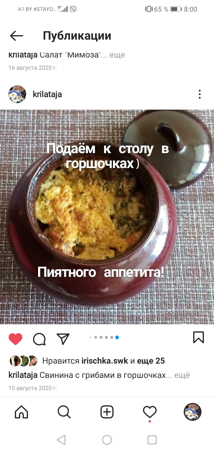 Картошка со свининой и грибами в горшочках