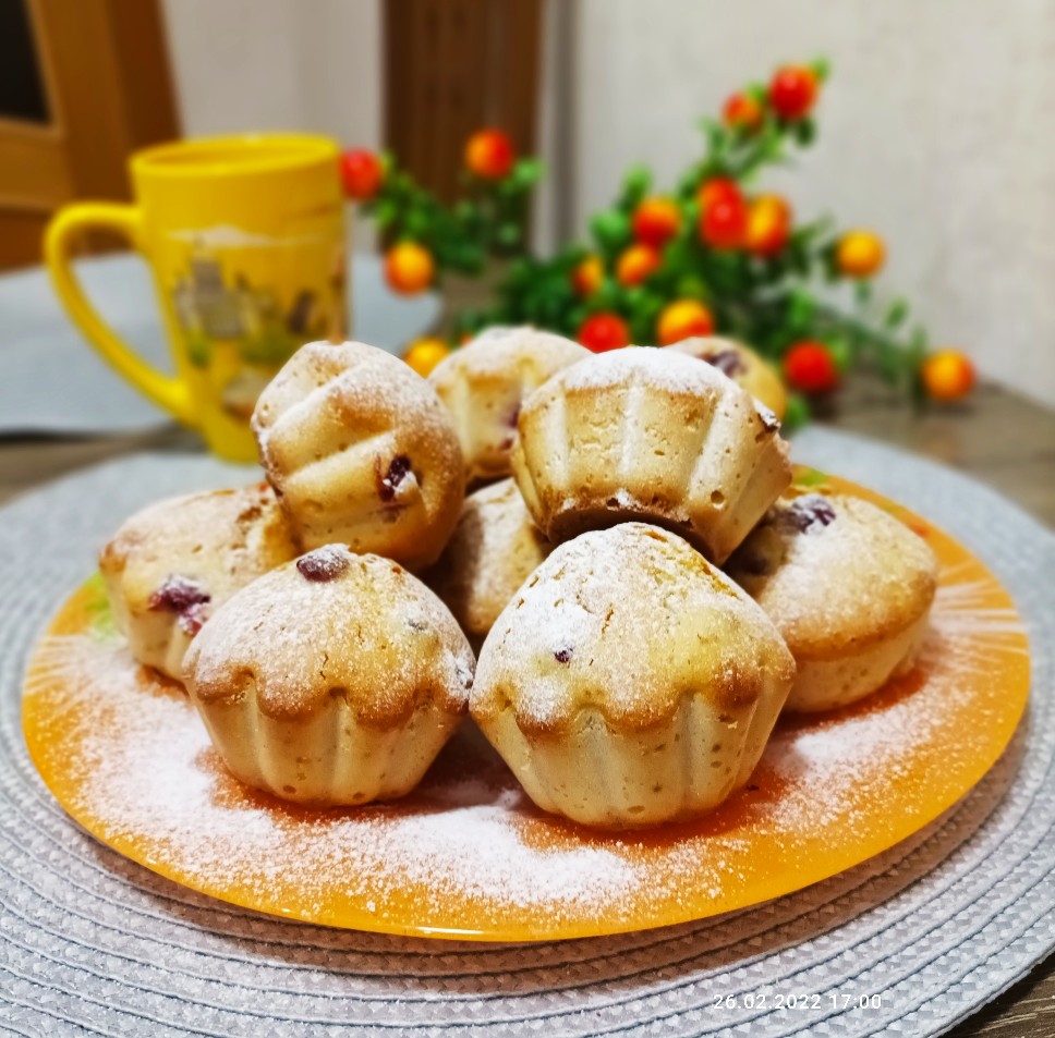 Кексы на сметане с замороженными ягодами 🍒