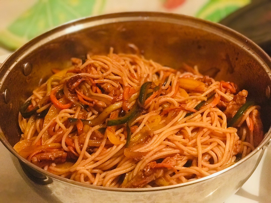 «Вок спагетти со свининой и овощами 🍝🥒🥕🌶»