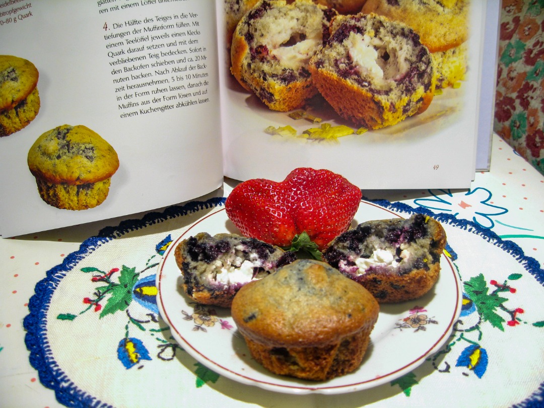 Кексы с черникой и творогом. Blaubeer-Quark-Muffins