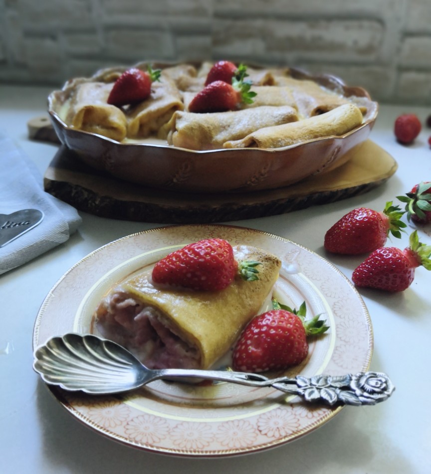 Блинчики фаршированные клубникой со сливками. 😋🍓🍓🍓 рецепт с фото  пошаговый от Галина Лафер - Овкусе.ру