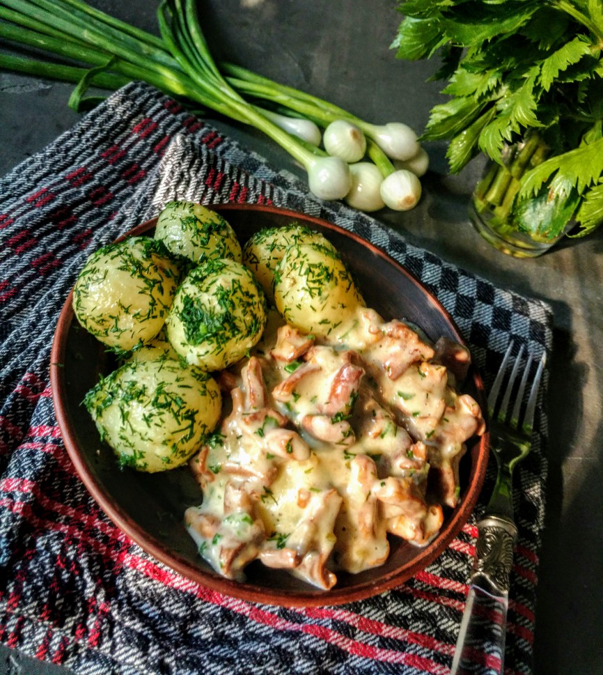 Лисички в сметане 🍄 Грибная подлива