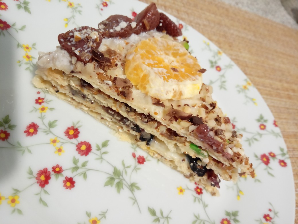 Вафельный торт со сгущенкой и бананами — рецепт с фото