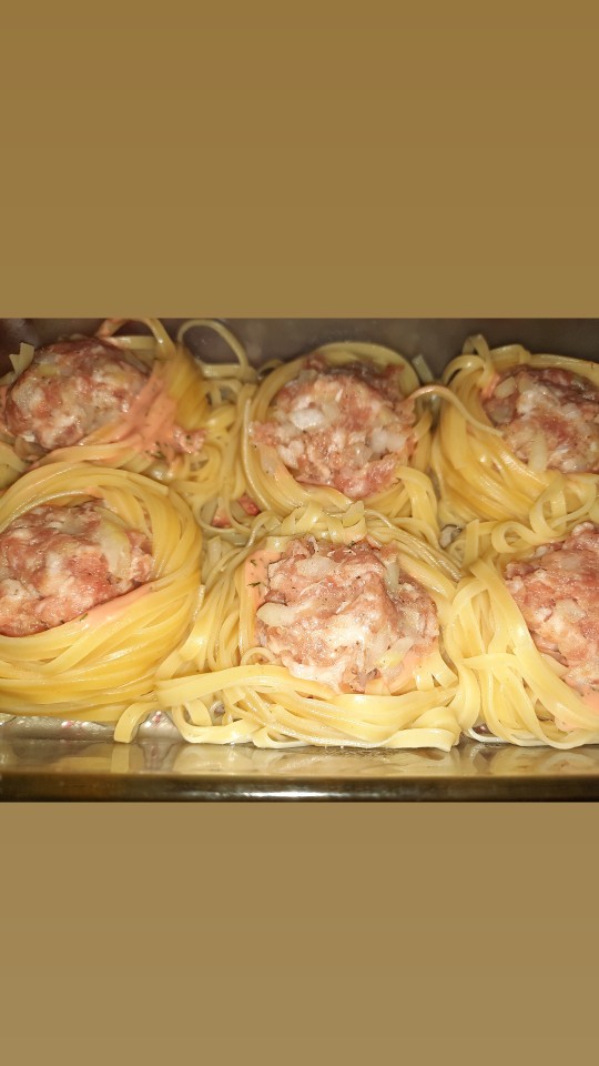 Спагетти гнезда в духовке