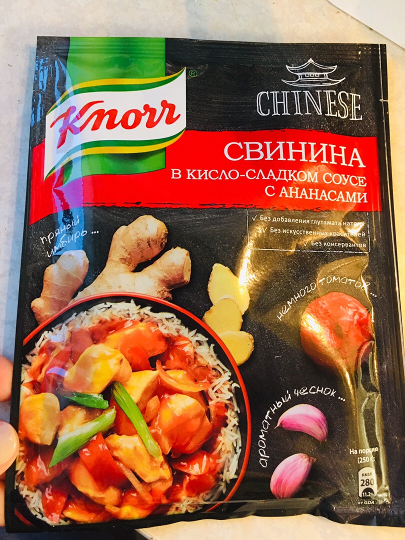 Свинина в кисло-сладком соусе с ананасами Knorr