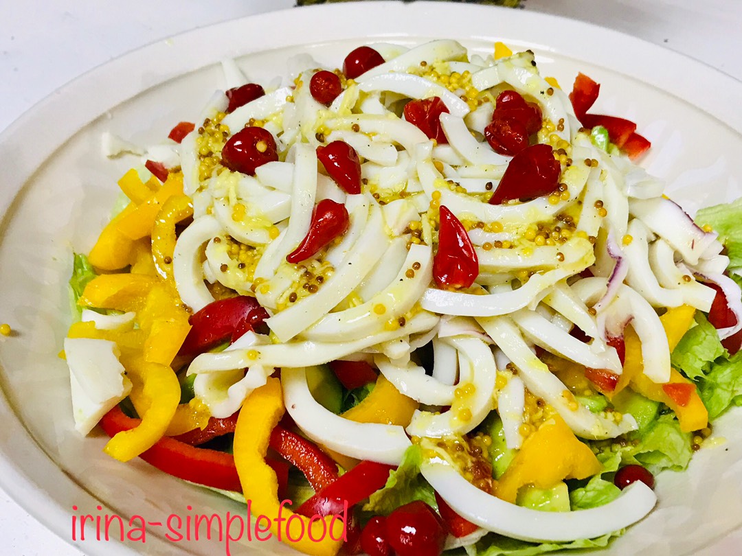 Салат с кальмаром и овощами – пошаговый рецепт приготовления с фото