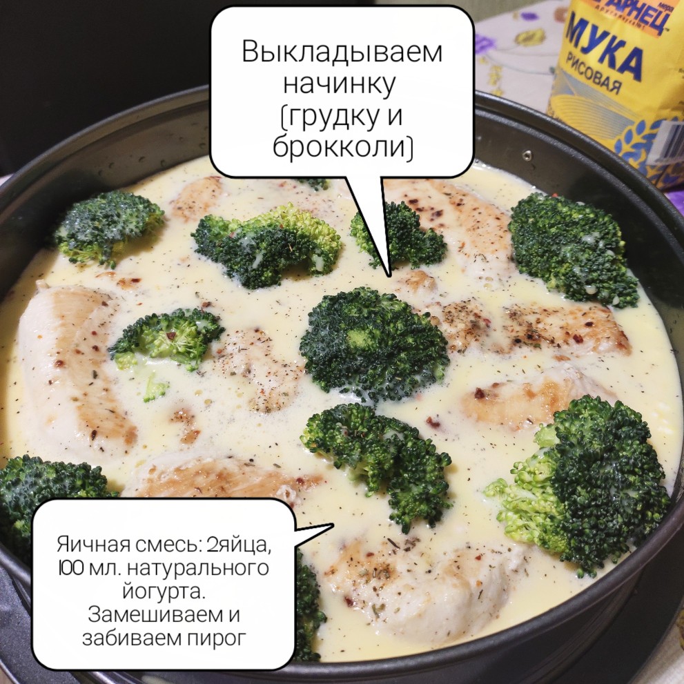 ПП пирог с брокколи и куриной грудкой