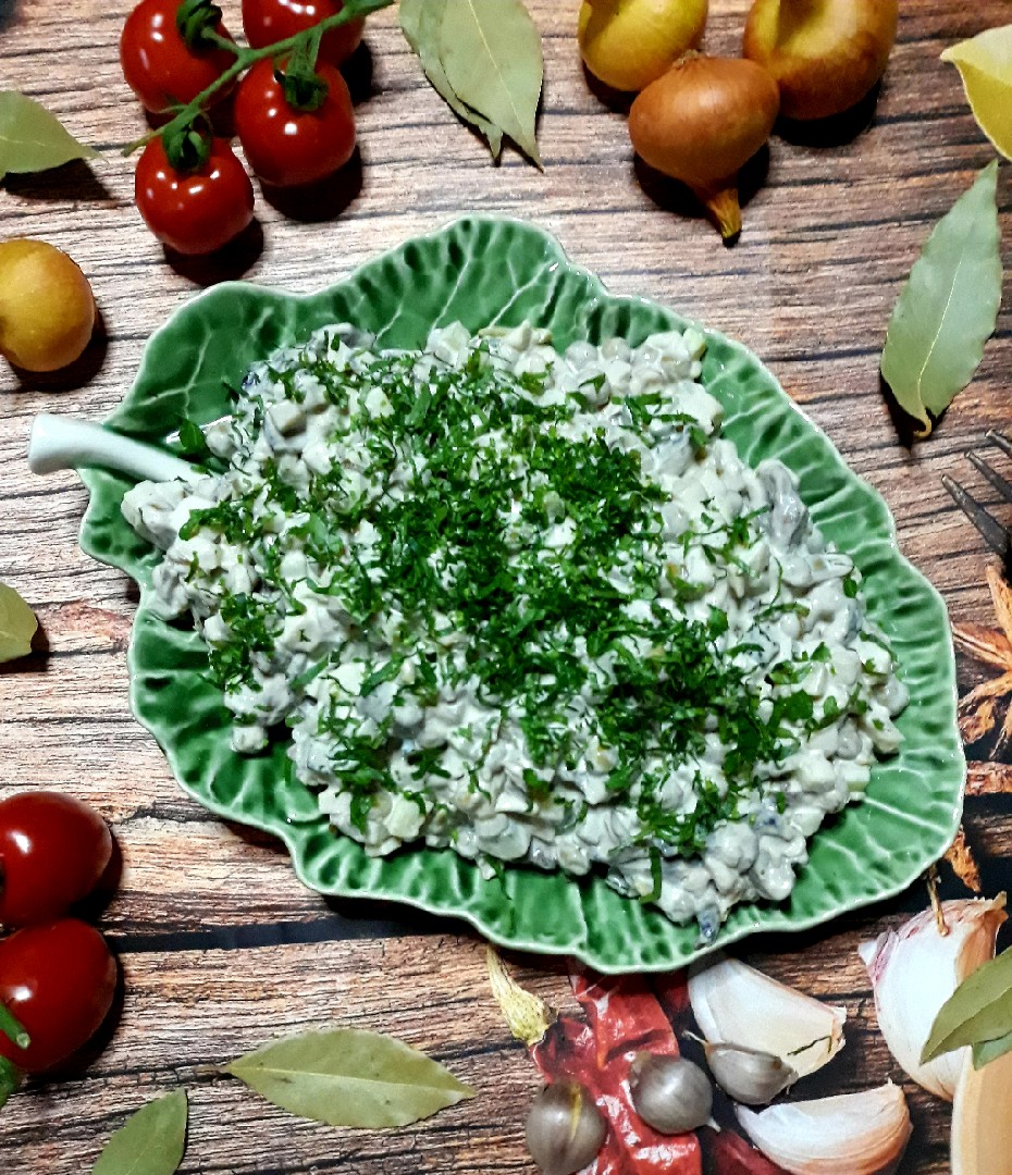 Салат с жареными шампиньонами, луком, зеленым горошком 🥗 рецепт с фото  пошаговый от Инга - Овкусе.ру